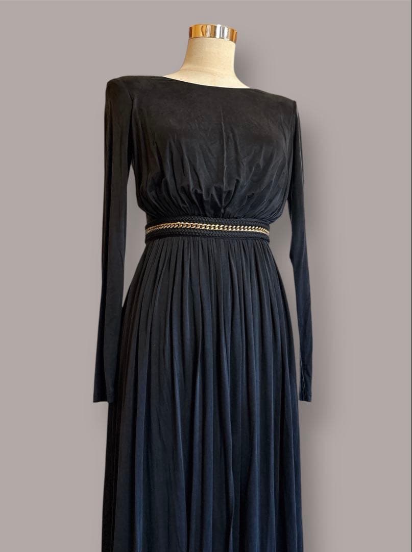 エリザベッタフランキ チェーン付き ギャザーマキシドレス ワンピース イタリア製