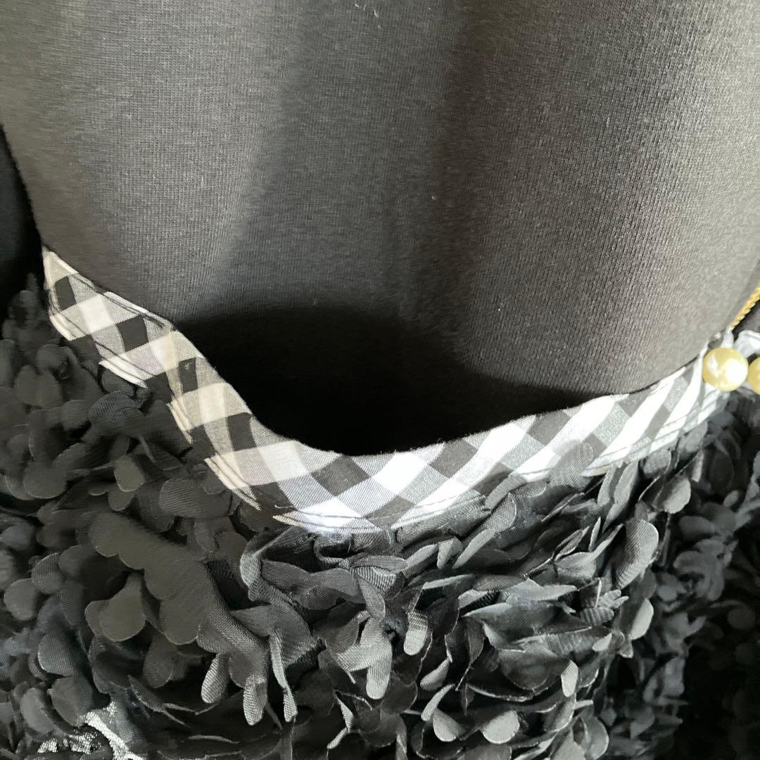 美品　make-ai フラワーチュールパーカー　チェック　ペプラム　フリル