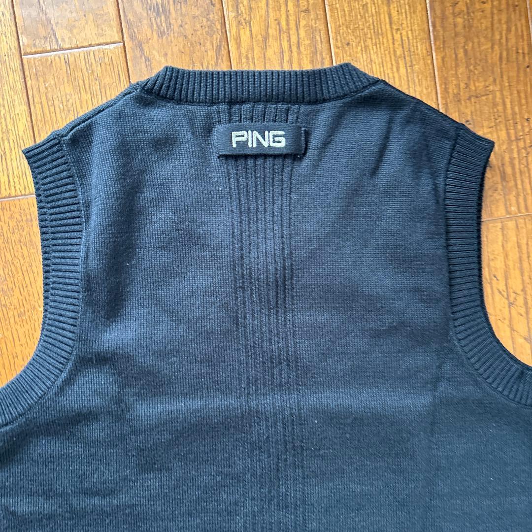 PING レディース Vネックベスト L ブラック