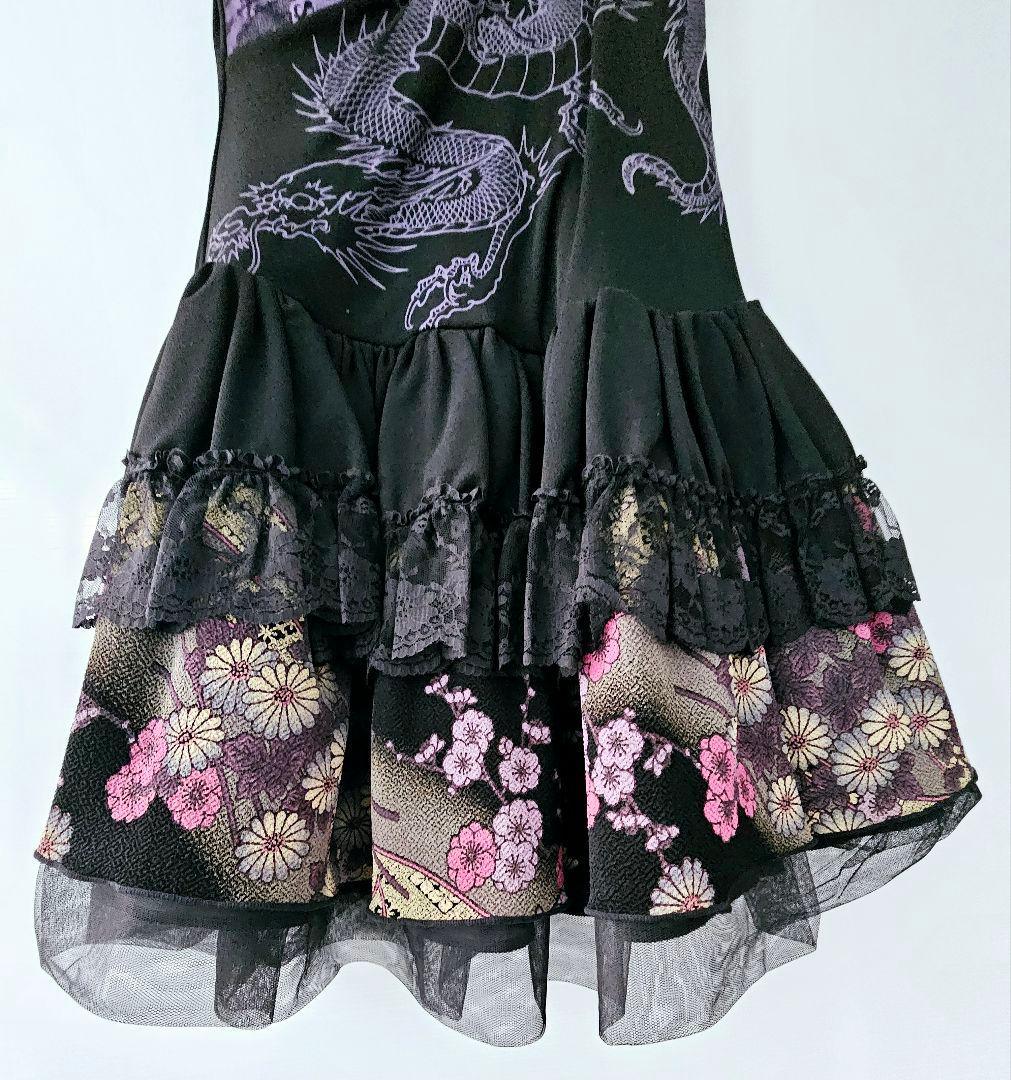 和ゴス 和風ゴシック ドラゴン 刺繍 ノースリーブドレス ヴィジュアル