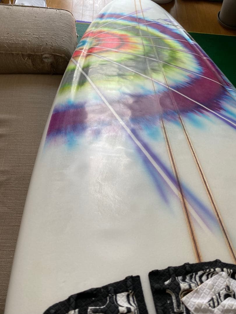 Mitsu サーフボード 8.2カラフルタイダイセミロングボード