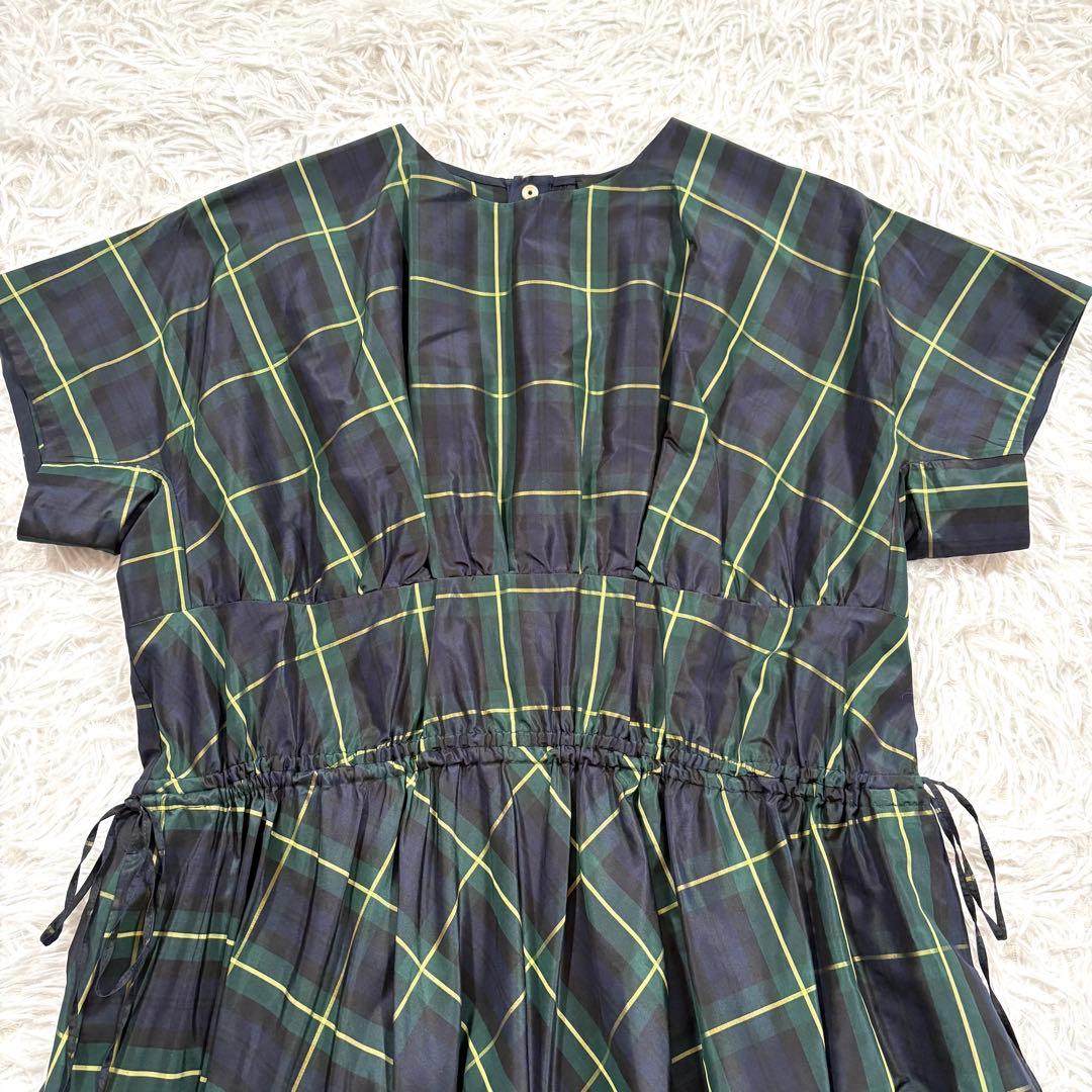 ドゥロワー　チェック　ギャザー　ティアード　ワンピース　36サイズ シルク　絹