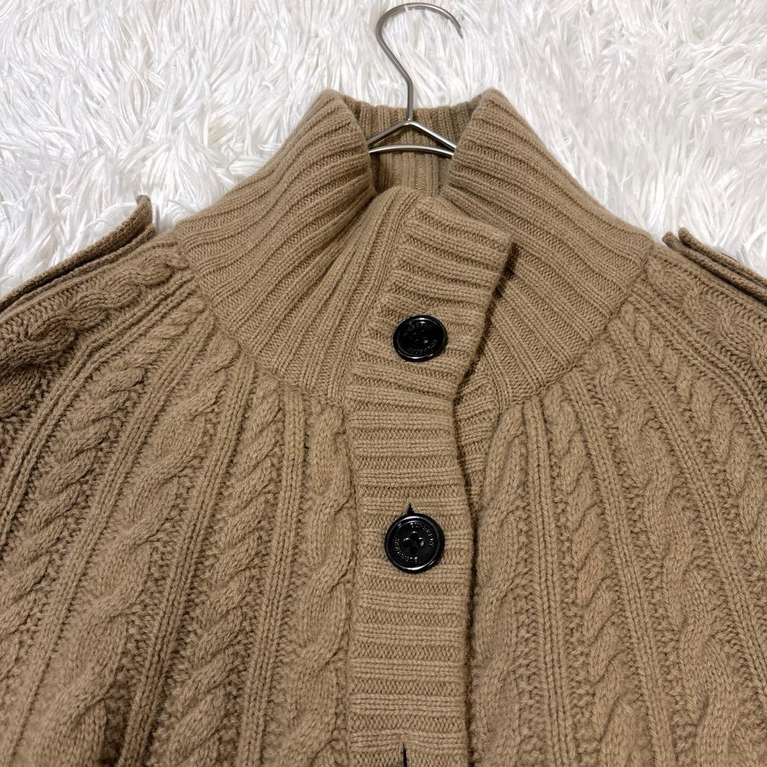 BURBERRY バーバリー ポンチョ カシミヤ ウールケーブルニット キャメル