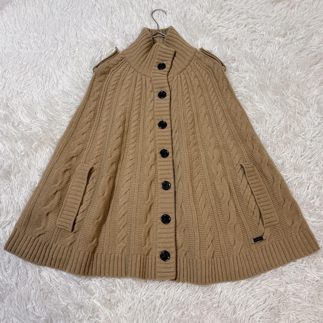 BURBERRY バーバリー ポンチョ カシミヤ ウールケーブルニット キャメル