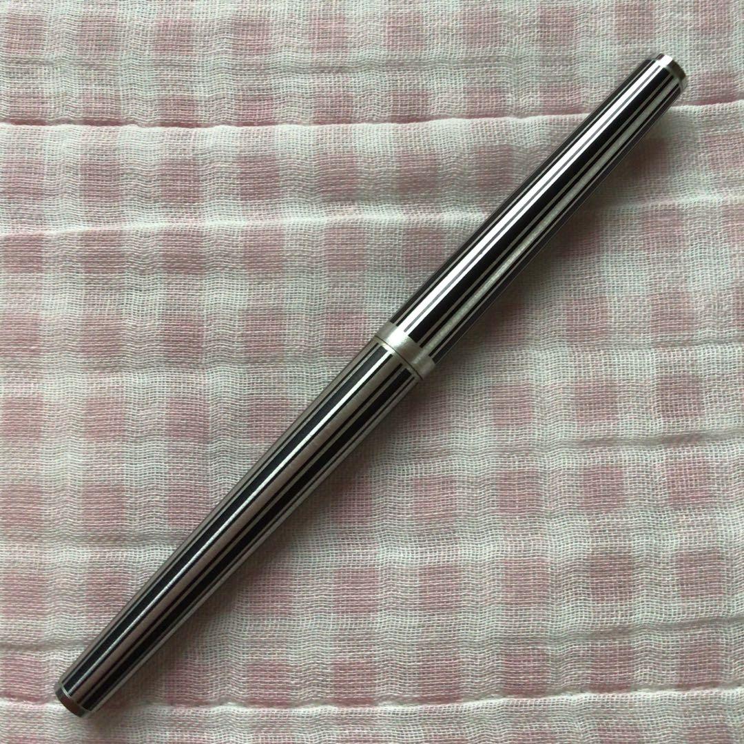 プラチナ 18K 18金 万年筆 リビエール ストライプ 黒 細字 廃盤