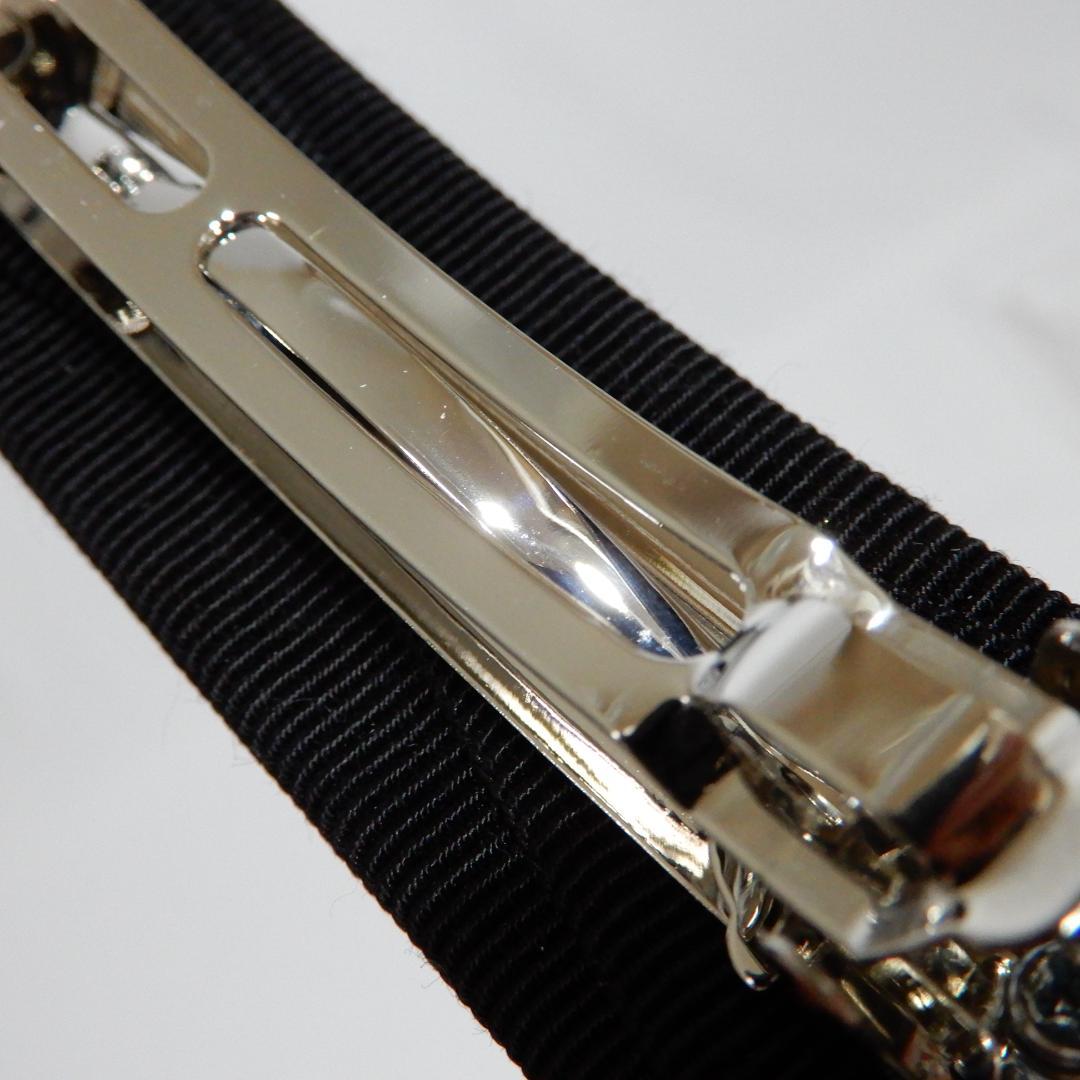 【極美品】フェラガモ　バレッタ　ヴァラ ラインストーン　黒　ヘアピン