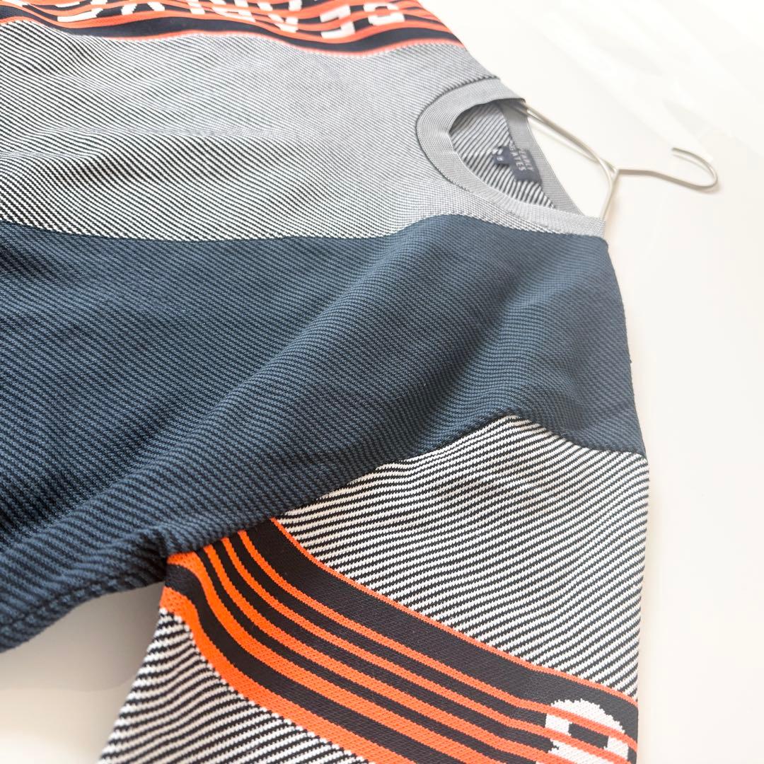 パーリーゲイツ　ポリエステルヤーンmm バイヤスジャガード クルーネックニット