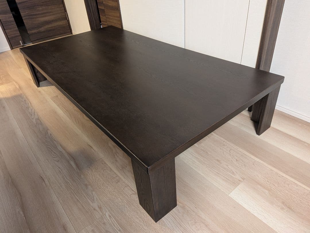 【R】ダークブラウン木製ローテーブル