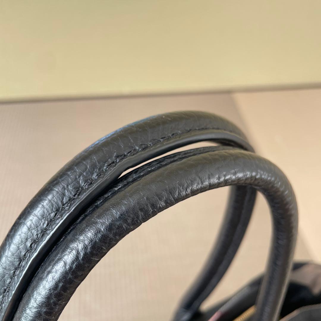 美品 ブルーレーベル トート バッグ ブラック バーバリー ミニ チェック柄