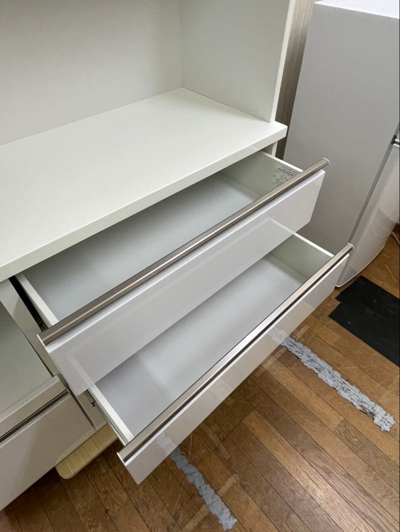 大型家具 三幸 キッチンボード 食器棚 レンジボード 白家具