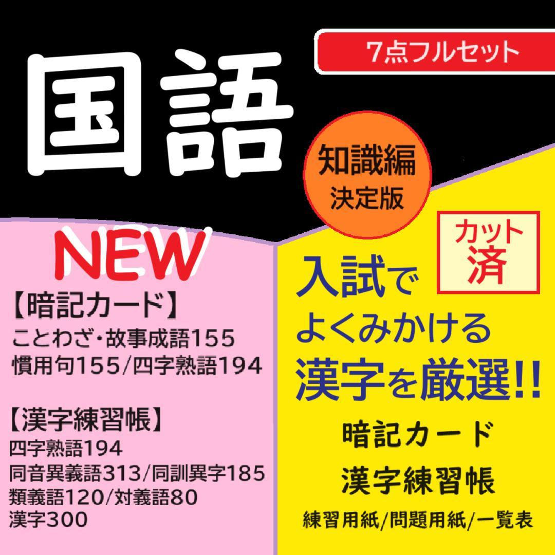 NEW☆カット済【中学受験】国語 知識編 暗記カード/練習帳・演習問題 7点 h