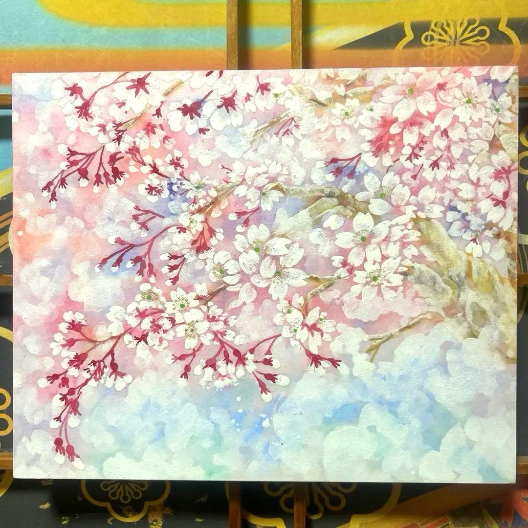 吉祥日本画「天上　常盤桜　花御殿」　幸福の桜花