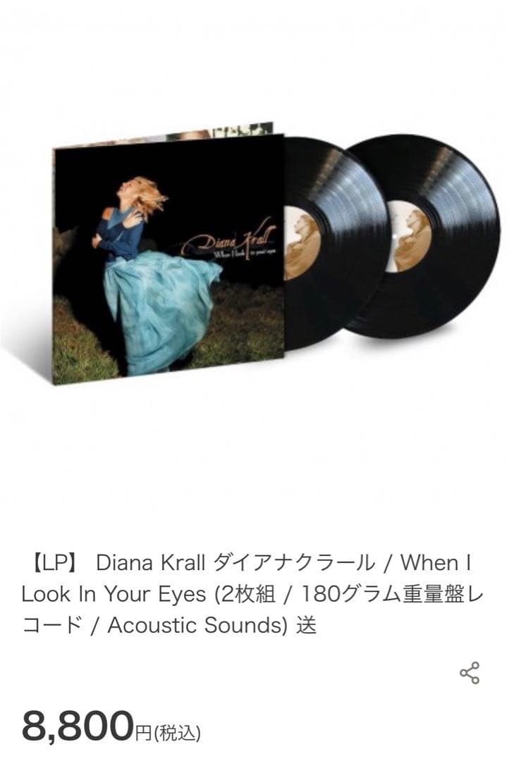 レコード　ダイアナクラール　when I look in your eyesLP