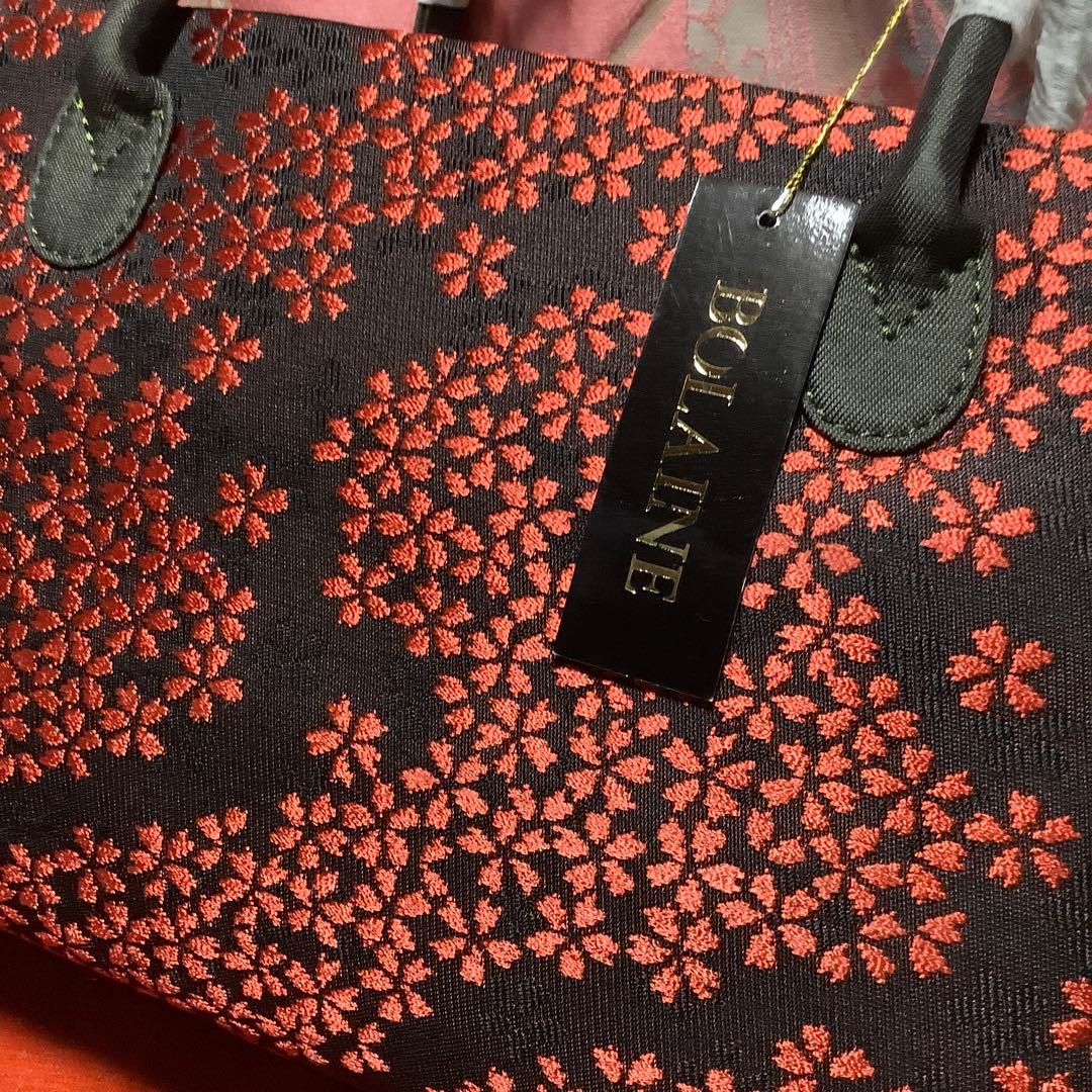 新品着物和装用利休バッグ (黒とオレンジ)