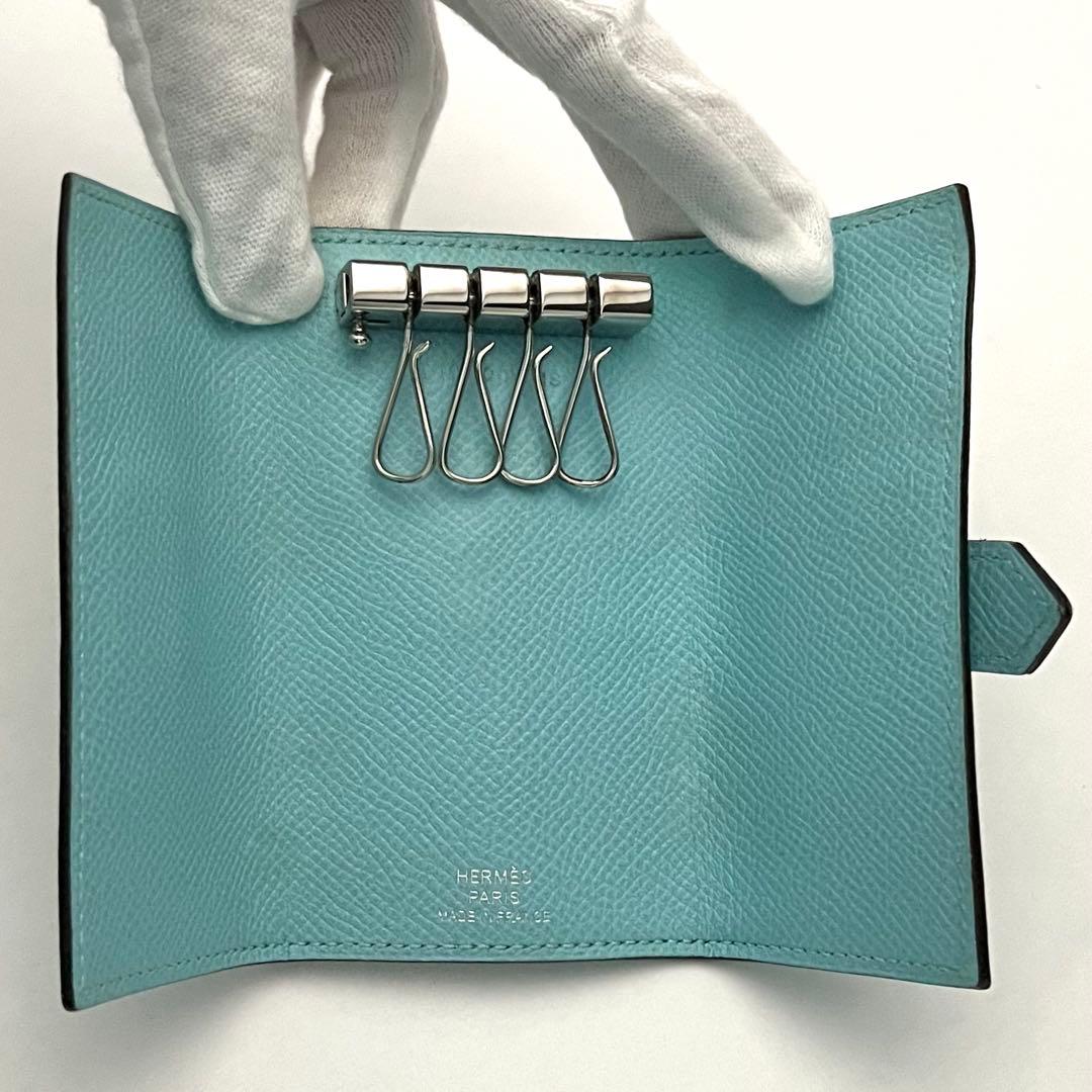 正規品付属品付　エルメス　キーケース 4連　ベアン ブルーアトール　HERMES