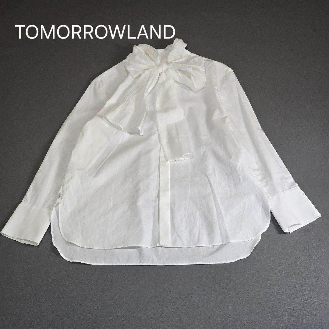 TOMORROWLAND　2024SS シフォンボウタイブラウス　ホワイト　36