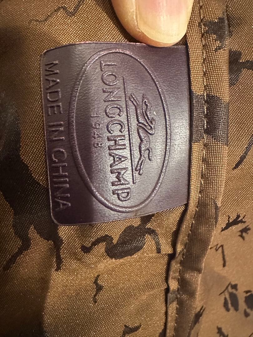 ロンシャン キュイール レザーハンドバッグ　バーガンディ