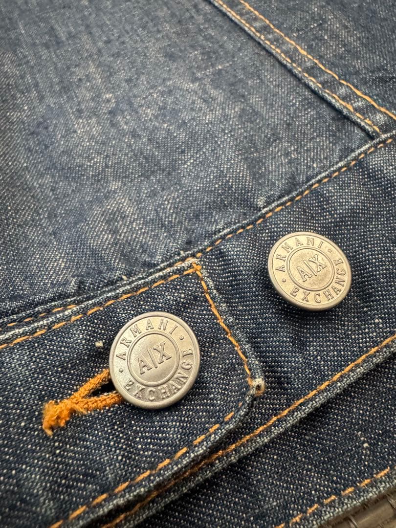 【極希少美品】アルマーニエクスチェンジ リネンMIXデニムライダースJKT