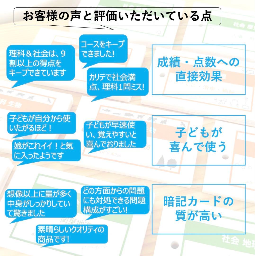 中学受験 暗記カード【4年上 社会・理科 6-19回】組分けテスト対策 予シリ