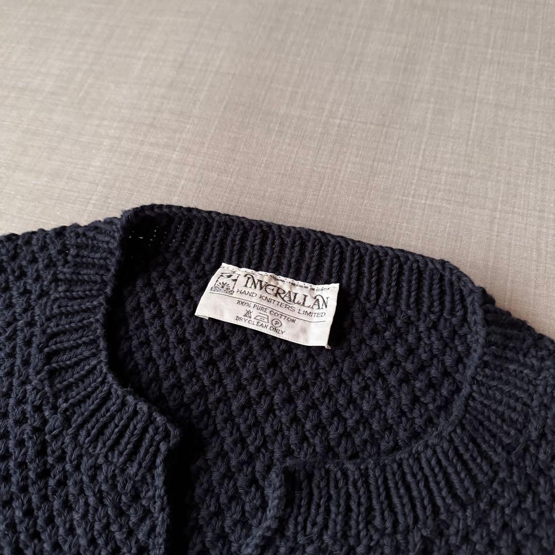 美品 INVERALLAN インバーアラン コットン ニットベスト ネイビー