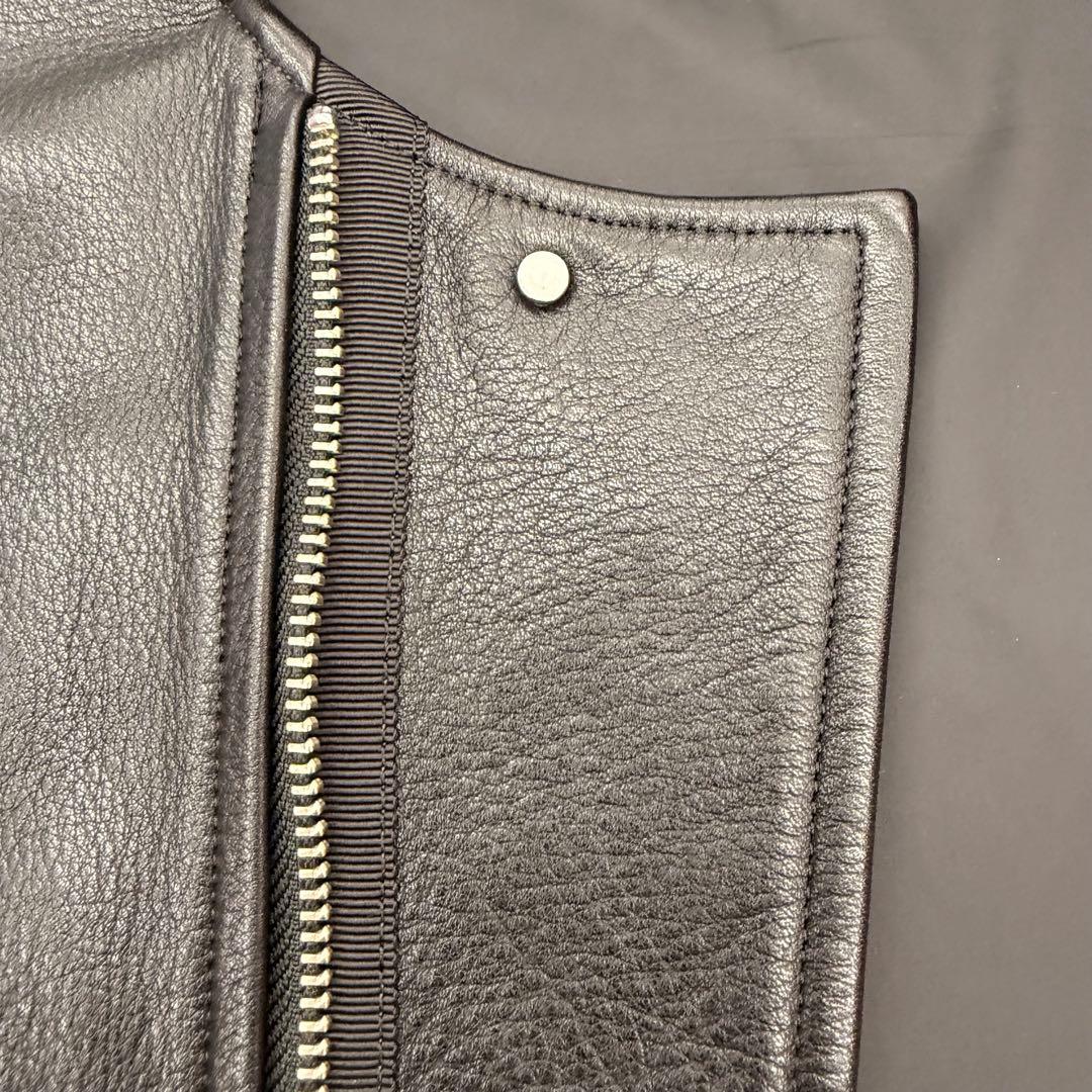 ノンネイティブRIDER BLOUSON牛革2黒ノーカラーライダース