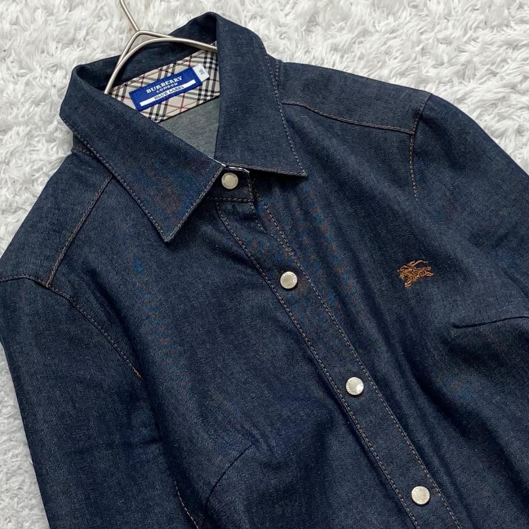 極美品✨バーバリーブルーレーベル ワンピース デニム ノバチェック ホースロゴ