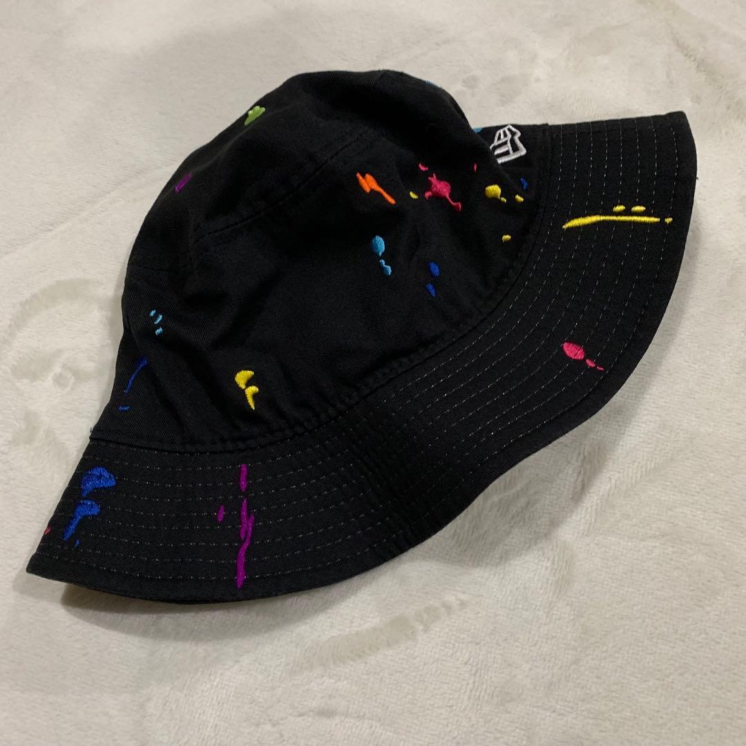 新品◎NEW ERA刺繍バケットハットブラック正規品◎M/Lサイズユニセックス黒