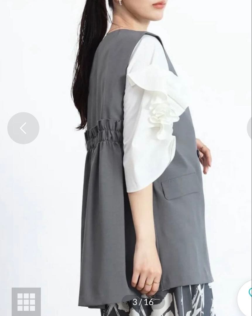 新品　fennel 定価¥2万8000円　バックギャザーノーカラージレ