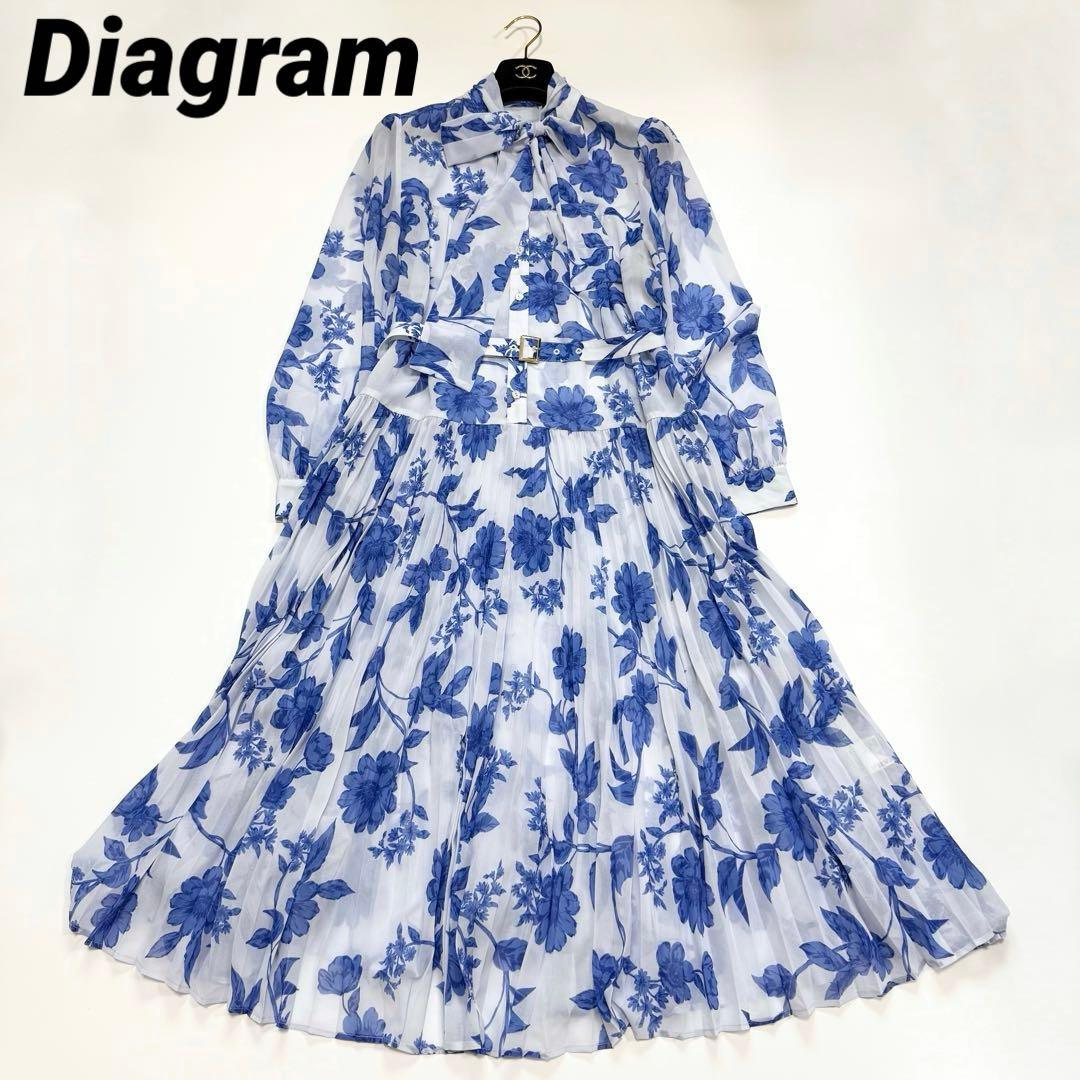【美品✨】ダイアグラム　フラワープリントプリーツワンピース　38 2025年
