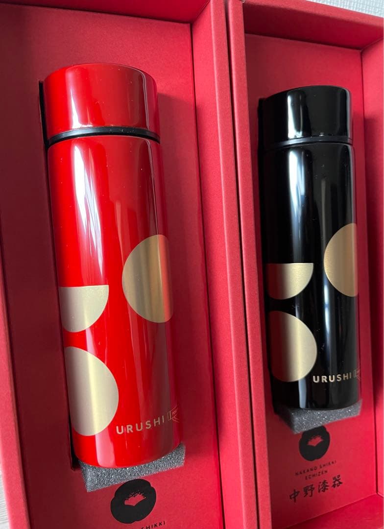 越前漆器 【URUSHI POKETLE◆日月】朱色 赤 ポット 水筒